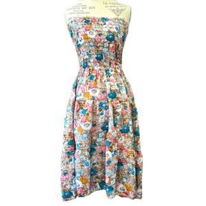 Girls smocked floral sleeveless midi dress no brand size 12